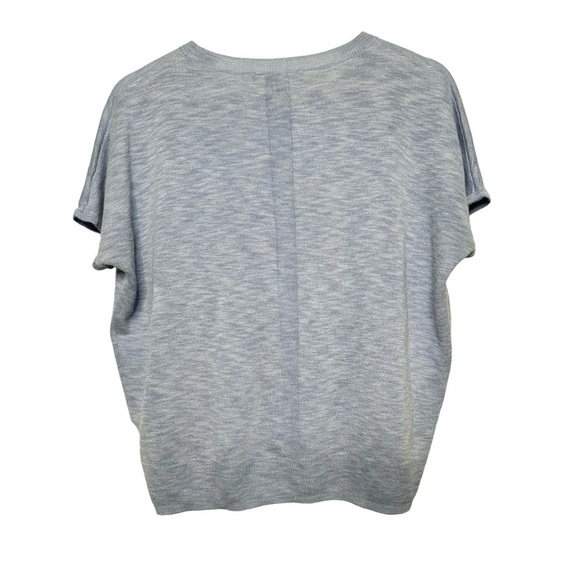 Ellen Tracy Sweater Women’s Medium Blue boxy Pullover Knit t-shirt Short Sleeve - Picture 2 of 7